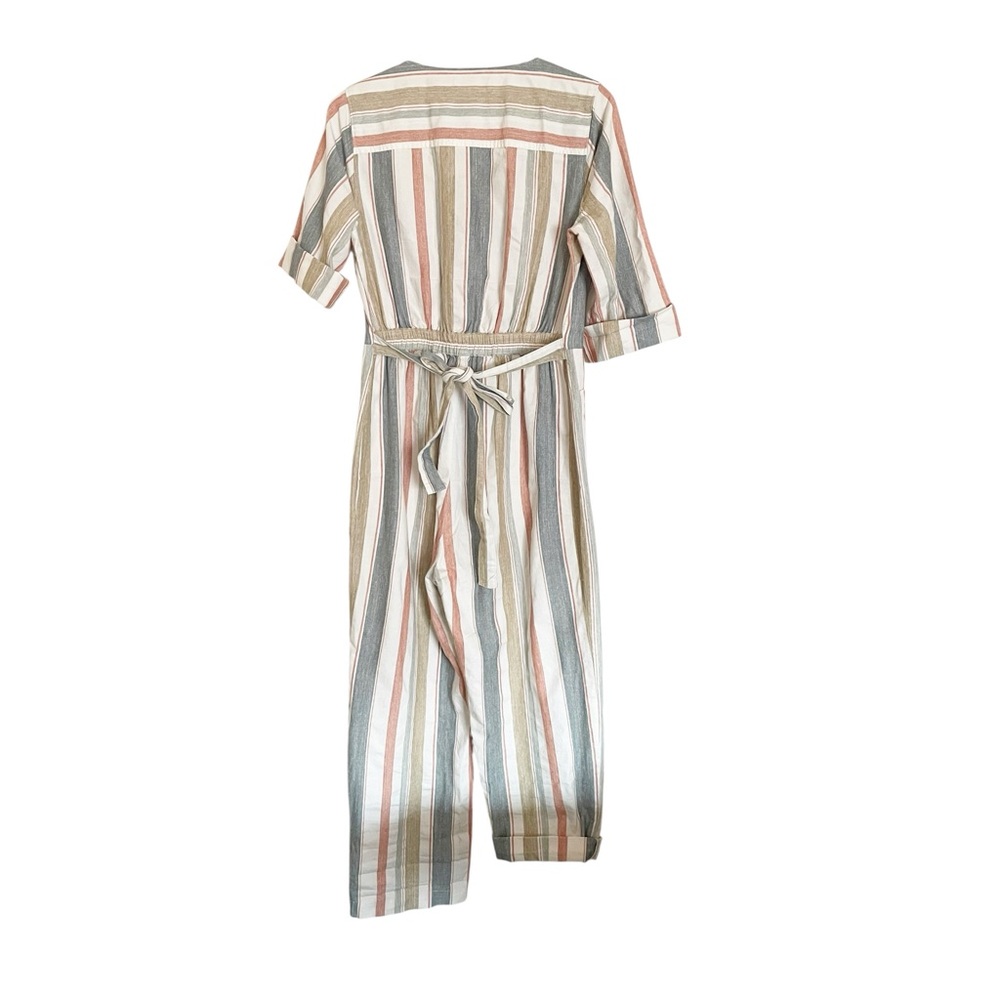 Madewell V-neck Tie-Waist New March Stripe Rusted Tin Boho Jumpsuit size 6 - Picture 3 of 10